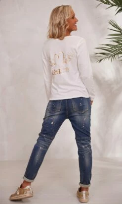 T-Shirt Magda ML Blanc Cassé Angel Heart Or