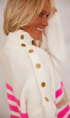 Pull Loann Blanc Marinière Rose Star Or -Vêtements Soldes 2024 facetune 14 11 2023 16 12 11