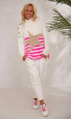 Pull Loann Blanc Marinière Rose Star Or -Vêtements Soldes 2024 facetune 14 11 2023 16 26 25