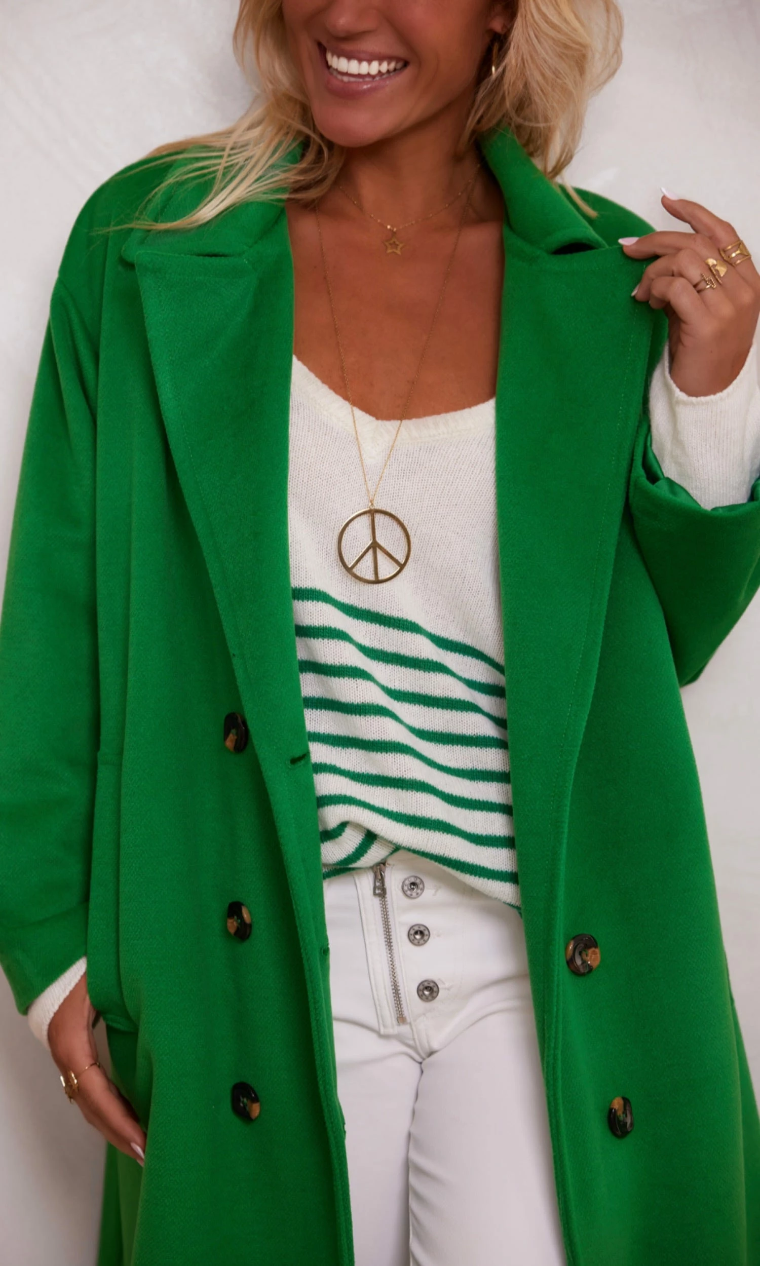 Pull Juliann Oversize Blanc Marinière Vert 9 Pull Juliann Oversize Blanc Marinière Vert – Image 7