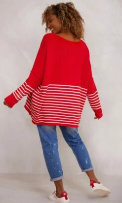 Pull Juliann Oversize Rouge Marinière Blanc -Vêtements Soldes 2024 facetune 15 11 2023 20 08 43