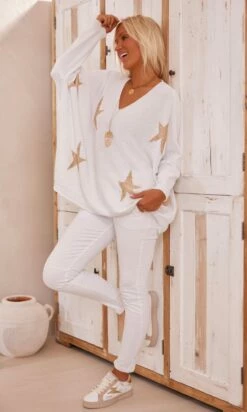 Pull Arsène Oversize Blanc Stars Or