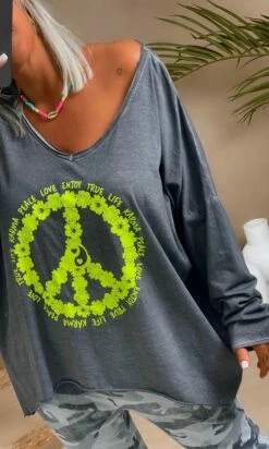 T-Shirt Clay ML Gris Anthracite Flower Peace Jaune Fluo -Vêtements Soldes 2024 facetune 16 08 2023 15 57 21
