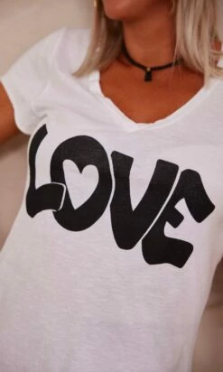 T-Shirt Magda Blanc Love Noir