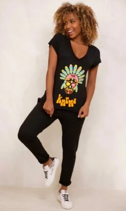 T-Shirt Magda Noir Pluma Skull Karma Multicolor