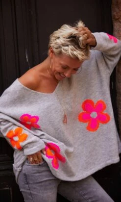 Pull Rayco Oversize Gris Flowers