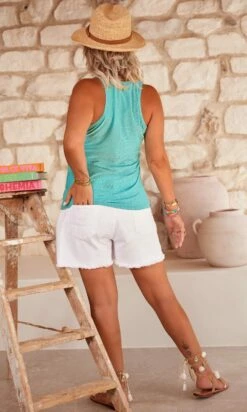 Débardeur Ludo Vert Turquoise Irisé