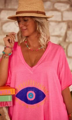 T-Shirt Iloé Oversize Rose Fluo Lucky Eye -Vêtements Soldes 2024 facetune 21 07 2023 14 43 43