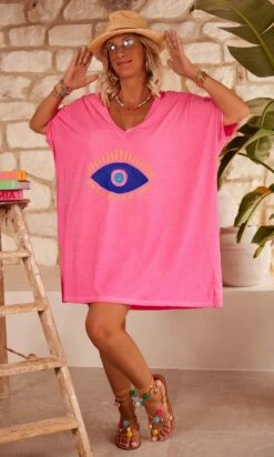 T-Shirt Iloé Oversize Rose Fluo Lucky Eye -Vêtements Soldes 2024 facetune 21 07 2023 14 52 52
