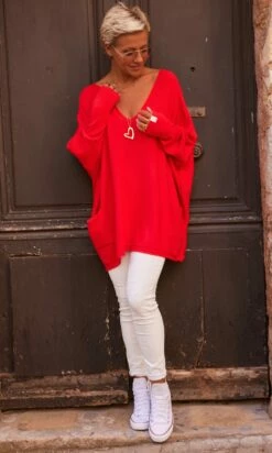 Pull Nestor Oversize Rouge -Vêtements Soldes 2024 facetune 21 10 2023 10 09 40