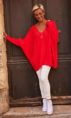 Pull Nestor Oversize Rouge -Vêtements Soldes 2024 facetune 21 10 2023 10 12 28