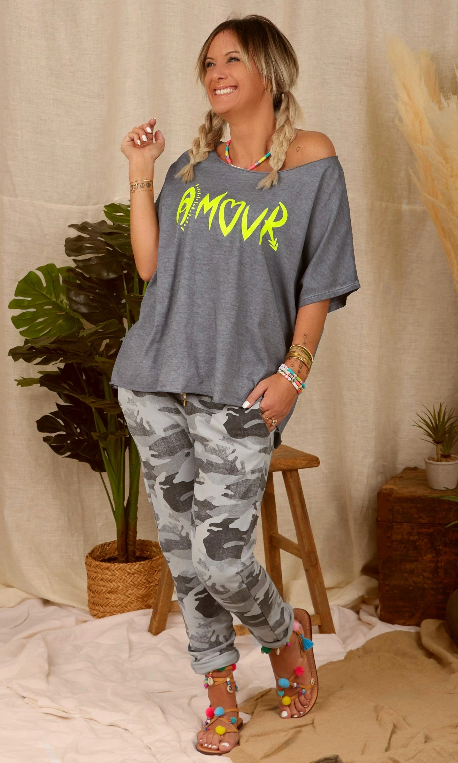 T-Shirt Solene Oversize Gris Amour Jaune Fluo 3 T-Shirt Solene Oversize Gris Amour Jaune Fluo