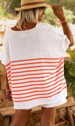 Pull Yann MC Oversize Blanc Marinière Orange -Vêtements Soldes 2024 facetune 22 06 2023 11 20 23