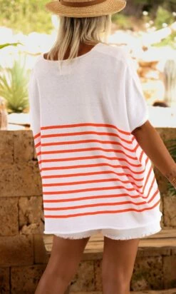 Pull Yann MC Oversize Blanc Marinière Orange -Vêtements Soldes 2024 facetune 22 06 2023 11 20 27