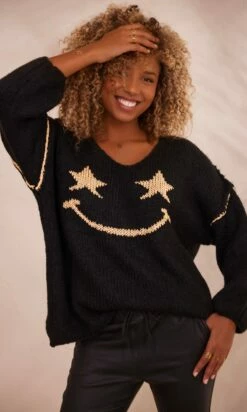 Pull Andres Noir Star Smile Doré -Vêtements Soldes 2024 facetune 22 10 2023 22 37 00 1