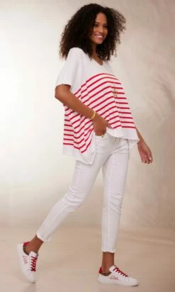 Pull Yann MC Oversize Blanc Marinière Rouge -Vêtements Soldes 2024 facetune 23 01 2024 10 19 30