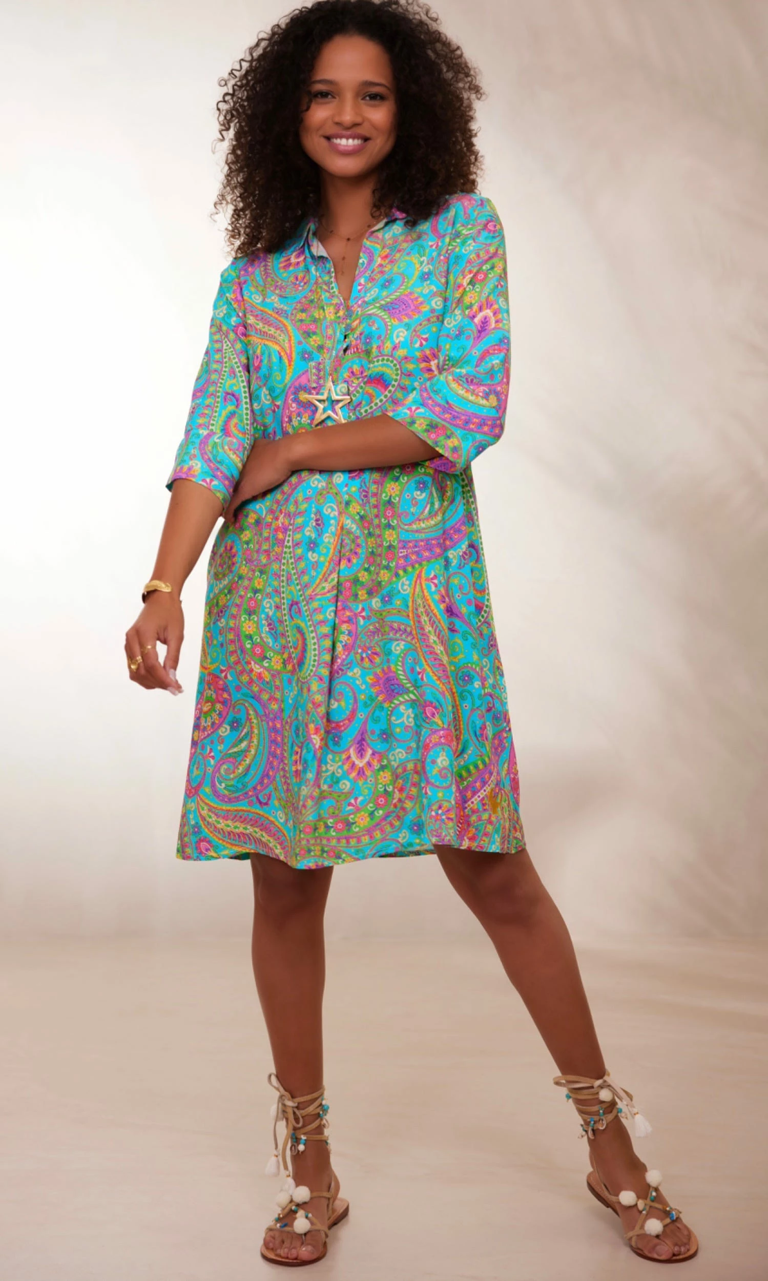 Petite Robe Joyce Vert Turquoise Cachemire Flower 9 Petite Robe Joyce Vert Turquoise Cachemire Flower – Image 7