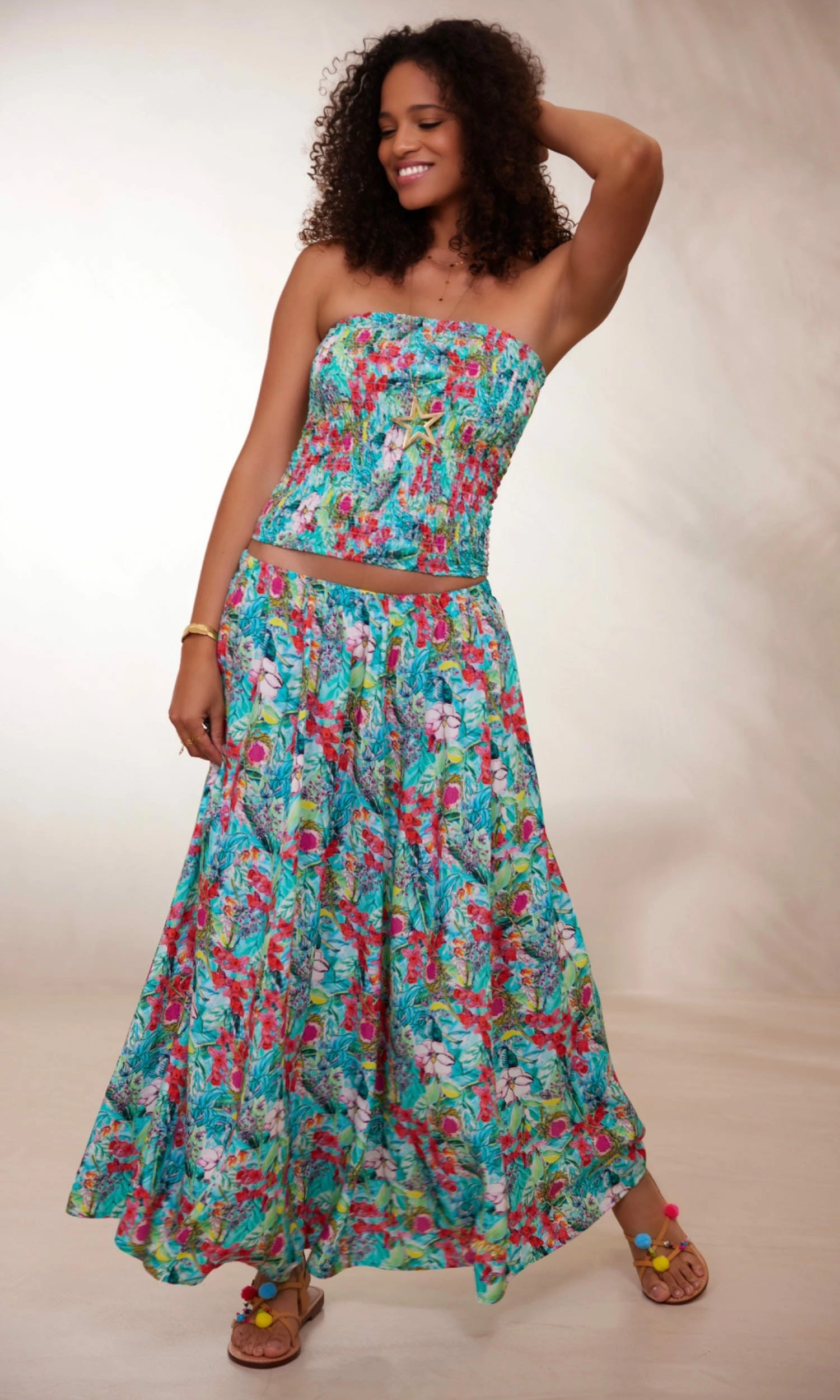 Jupon Ayron Vert Turquoise Fiorita 4 Jupon Ayron Vert Turquoise Fiorita – Image 2