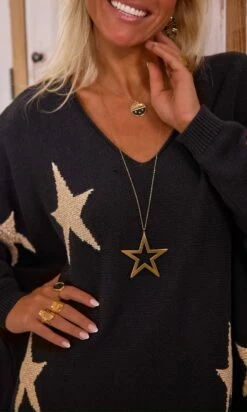 Pull Arsène Oversize Noir Stars Or