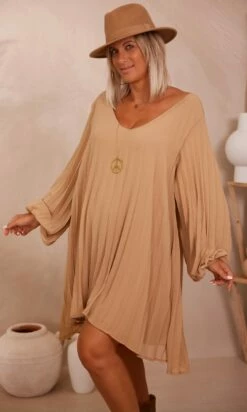 Petite Robe Nuria Plissée Camel