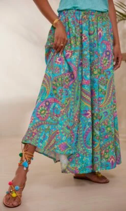 Jupon Ayron Vert Turquoise Cachemire Flower