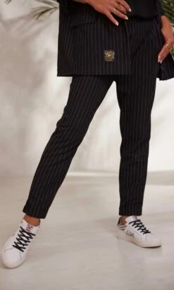 Pantalon Lilian Noir Rayé Blanc