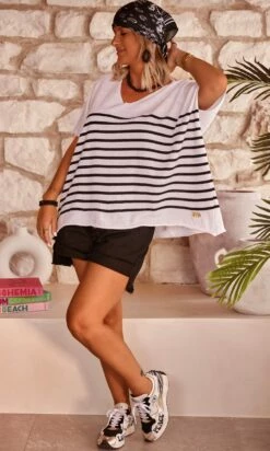 Pull Yann MC Oversize Blanc Marinière Noir -Vêtements Soldes 2024 facetune 25 07 2023 11 47 19