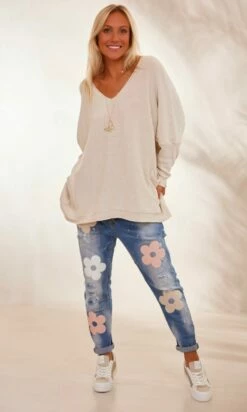 Jean's Laslo Used Denim Flower