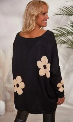 Pull Rayco Oversize Noir Flowers Or