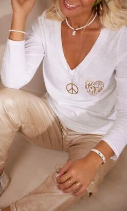 Produits populaires 7 T-Shirt Magda ML Blanc Heart Joy Or