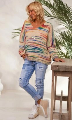 Pull Zack Oversize Camel Stripes Multicolor -Vêtements Soldes 2024 facetune 29 11 2023 12 03 55