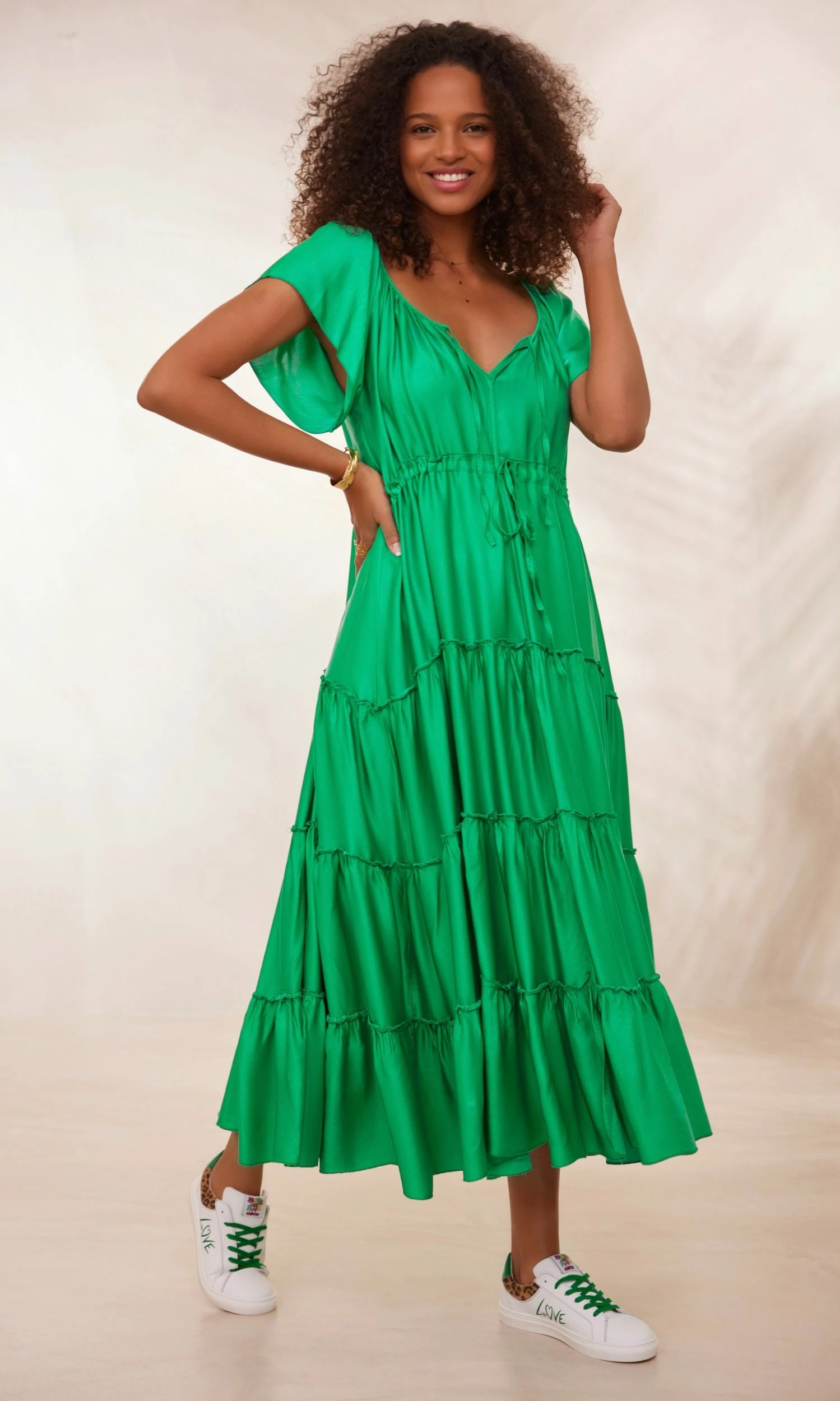 Robe Anaïs Satin Vert Brésil 4 Robe Anaïs Satin Vert Brésil – Image 2