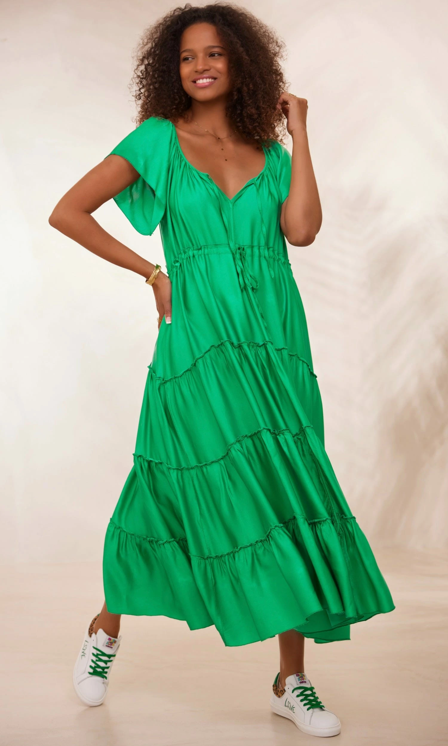 Robe Anaïs Satin Vert Brésil 6 Robe Anaïs Satin Vert Brésil – Image 4