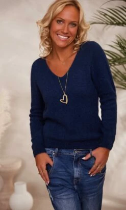 Pull Basic Col V Bleu Marine