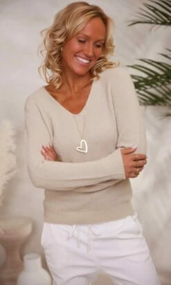 Pull Basic Col V Beige -Vêtements Soldes 2024 facetune 30 11 2023 12 49 59
