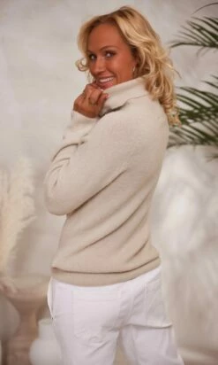 Pull Basic Col Roulé Beige