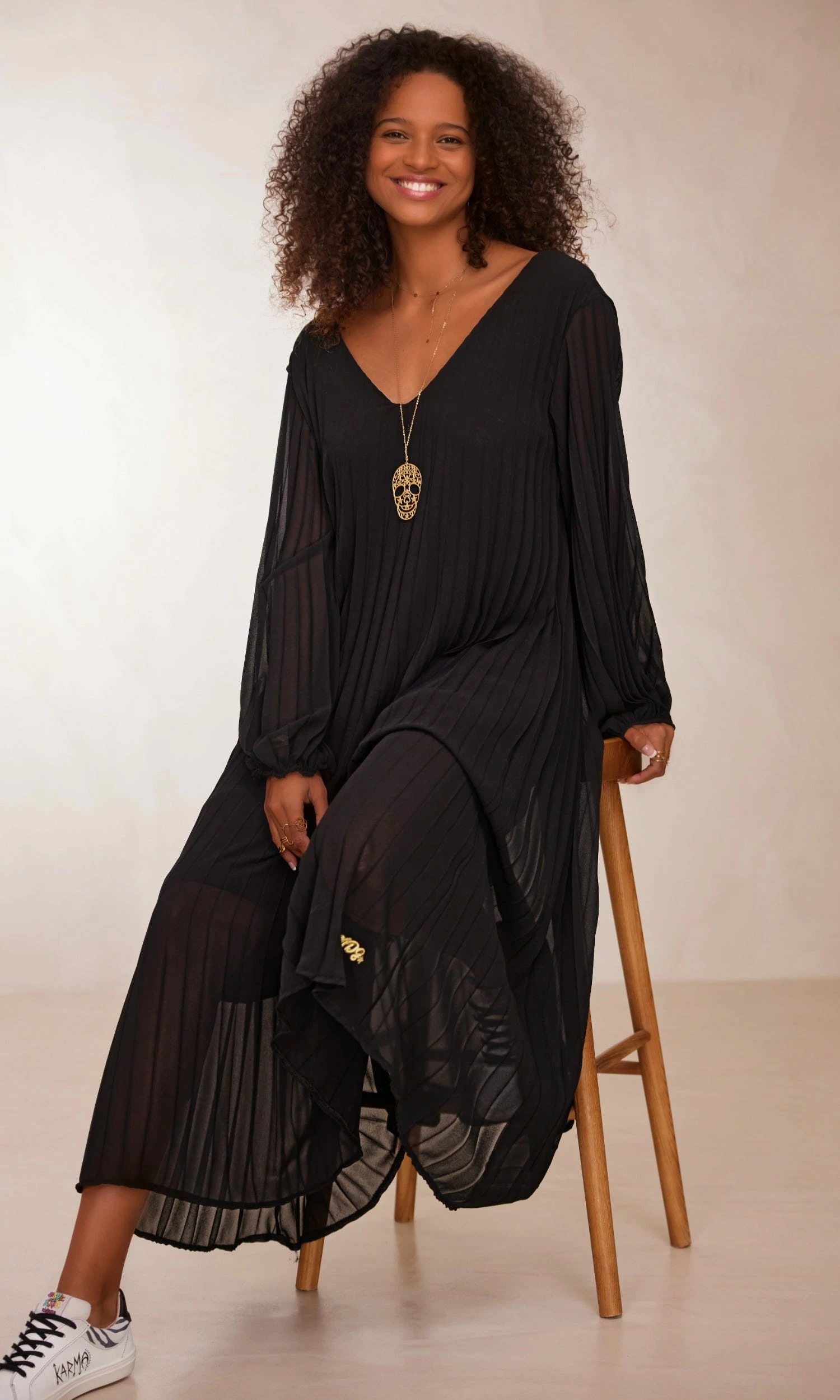 Robe Nuria Plissée Noir 4 Robe Nuria Plissée Noir – Image 2