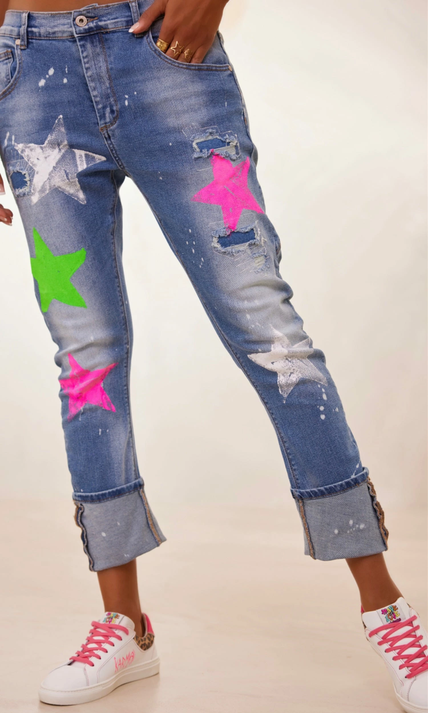 Jean's Hooman Used Denim Star Multicolor 6 Jean's Hooman Used Denim Star Multicolor – Image 4