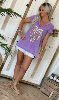 T-Shirt Elio MC Violet Heart Joy Or