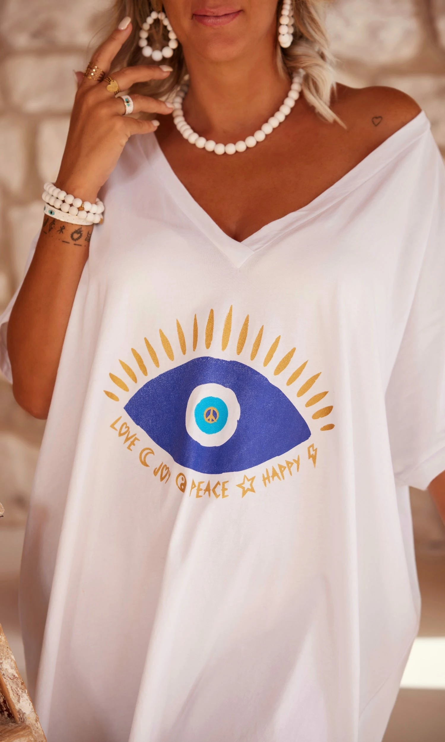 T-Shirt Iloé Oversize Blanc Lucky Eye 9 T-Shirt Iloé Oversize Blanc Lucky Eye – Image 7
