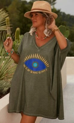 T-Shirt Iloé Oversize Kaki Lucky Eye