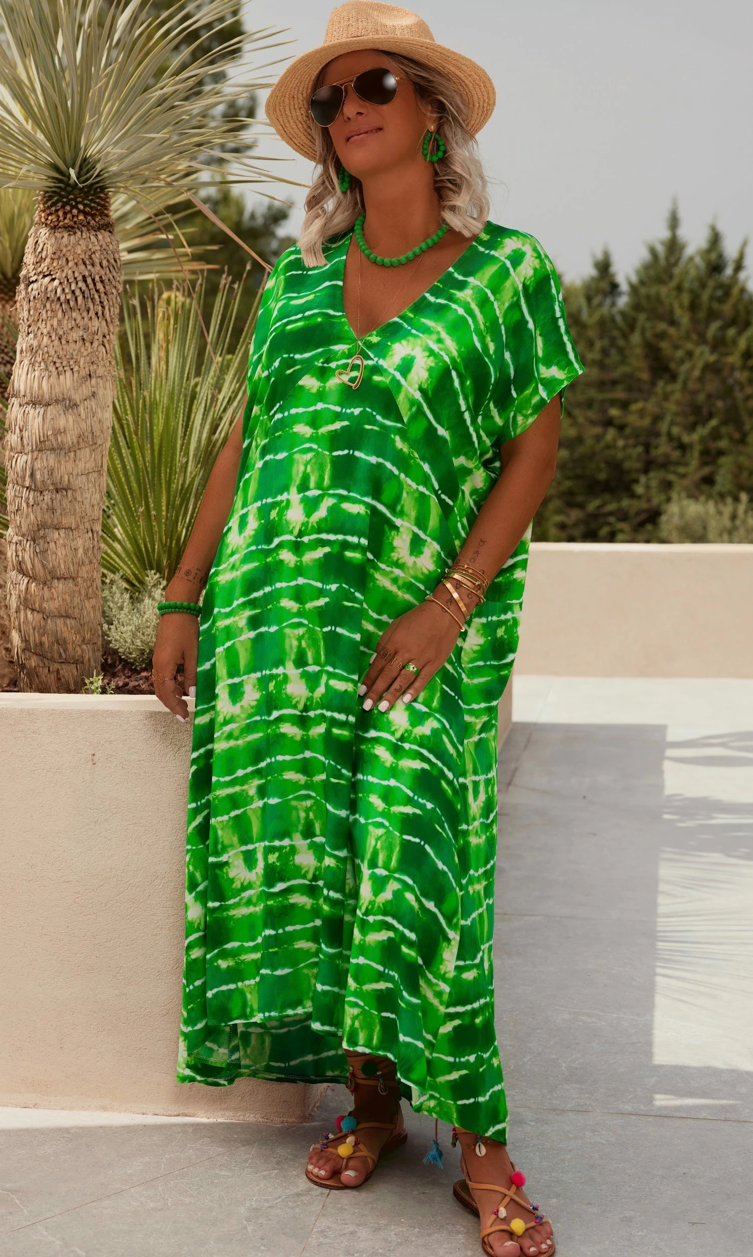 Robe Izabella Tie & Dye Lines Vert Brésil 3 Robe Izabella Tie & Dye Lines Vert Brésil